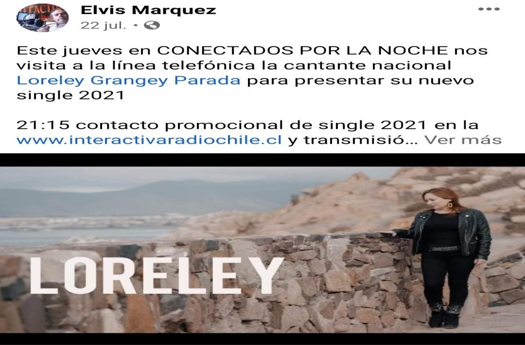 Publicación digital de promoción de Loreley Grey